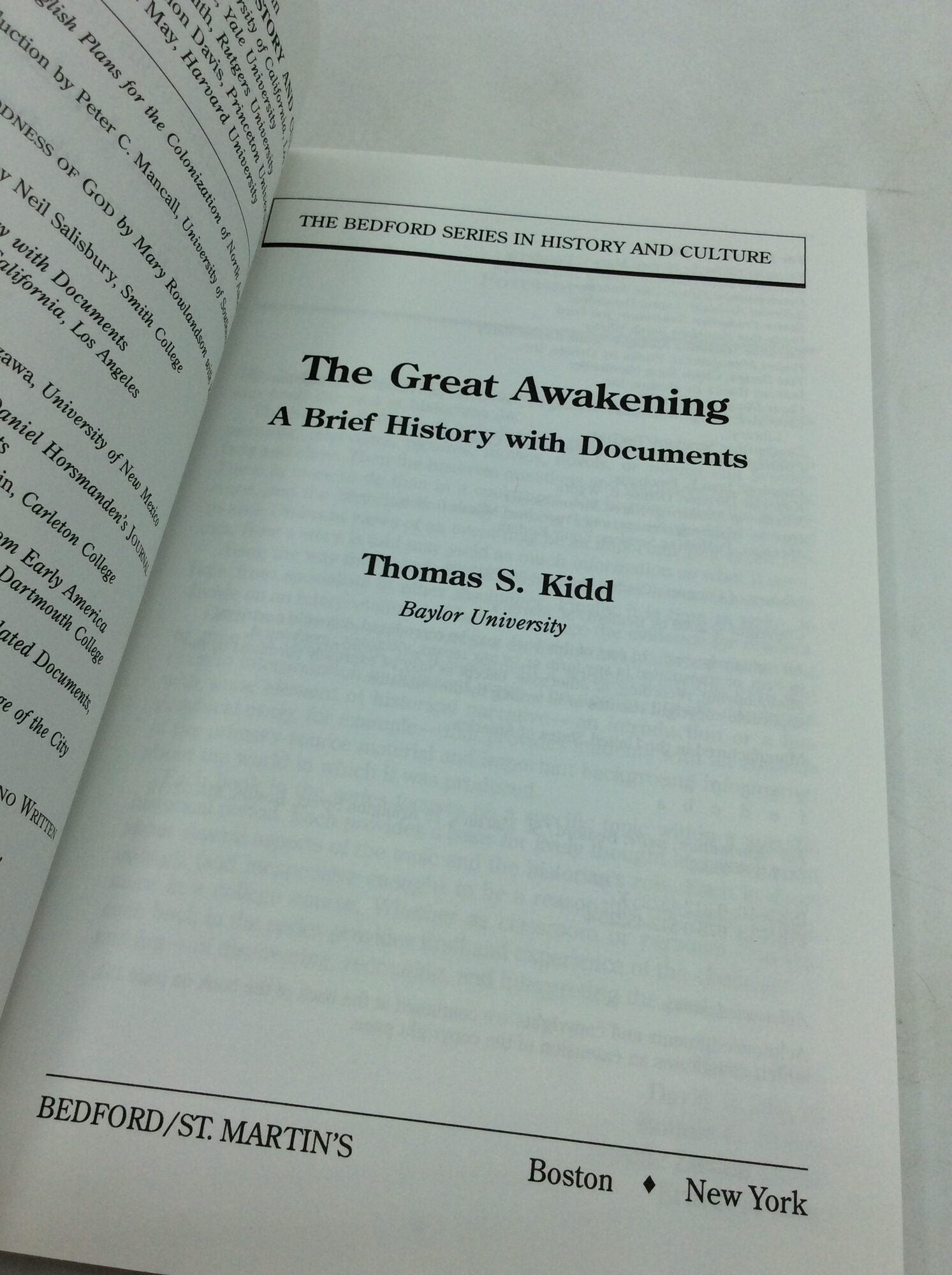 THE GREAT AWAKENING: A Brief History with Documents | Thomas S. Kidd
