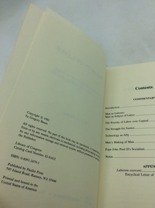 THE PRIORITY OF LABOR: A Commentary on Laborem Exercens, Encyclical Letter of Pope John Paul II