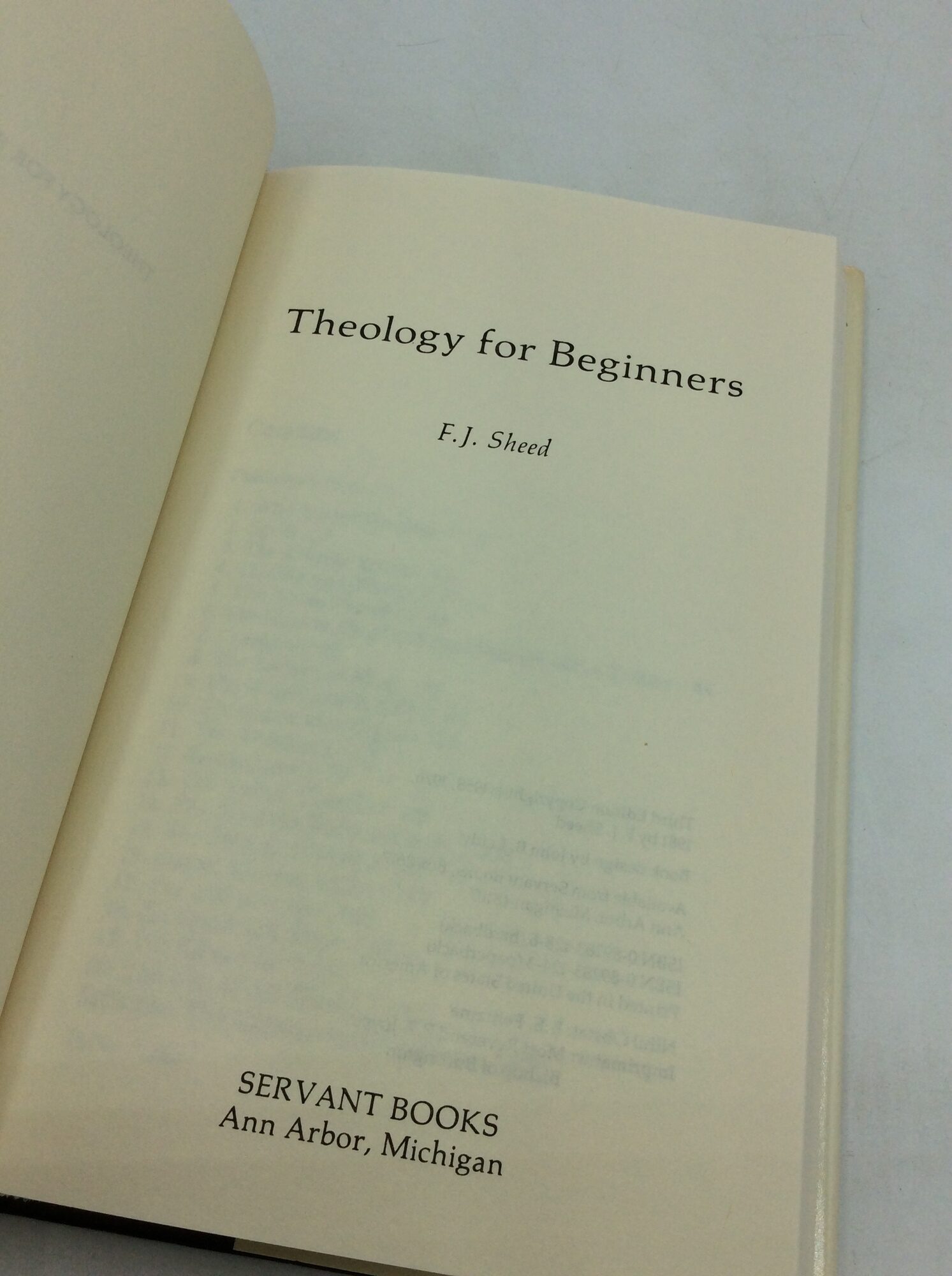 THEOLOGY FOR BEGINNERS | F J. Sheed | Third Edition