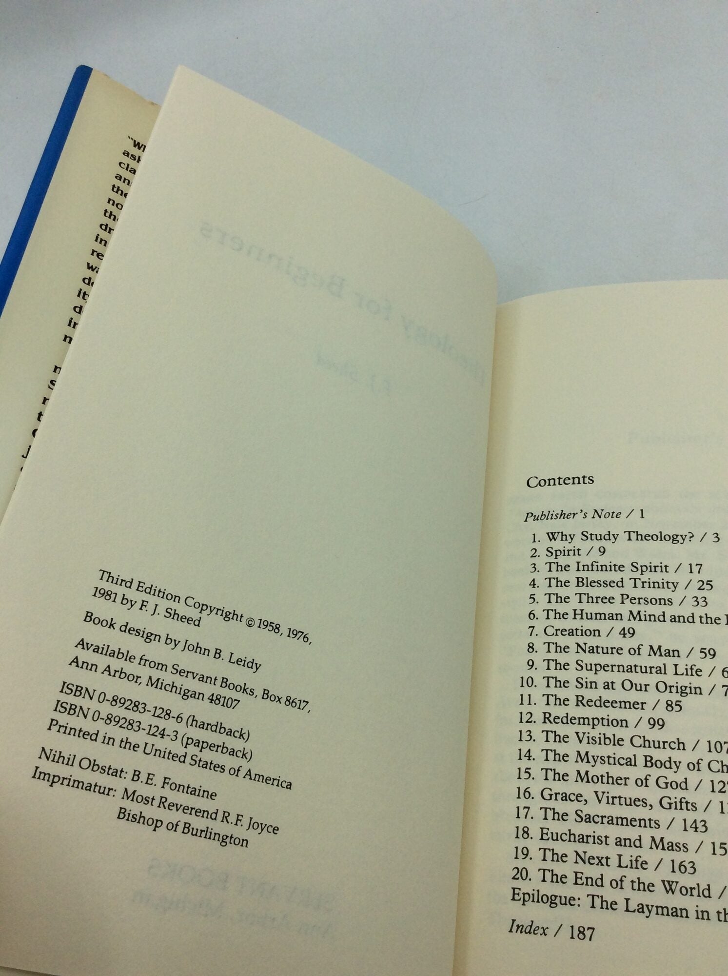 THEOLOGY FOR BEGINNERS | F J. Sheed | Third Edition