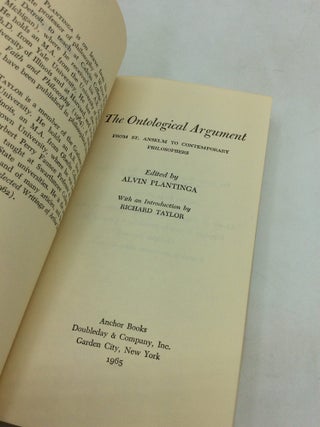 THE ONTOLOGICAL ARGUMENT From St. Anselm to Contemporary Philosophers
