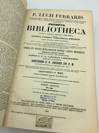PROMPTA BIBLIOTHECA: Canonica, Juridica, Moralis, Theologica, nec non Ascetica, Polemica, Rubricistica, Historica, Tomes I-VIII