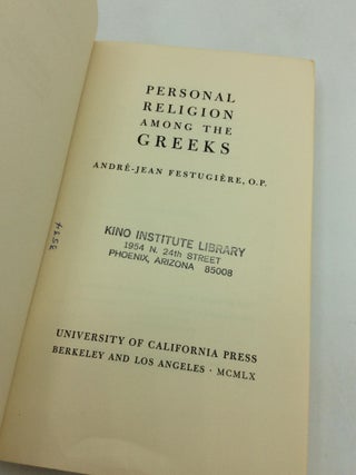 PERSONAL RELIGION AMONG THE GREEKS