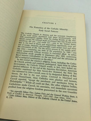 AMERICAN CATHOLICISM AND SOCIAL ACTION: A search for Social Justice, 1865-1950