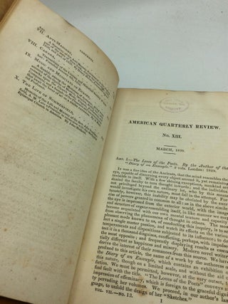 THE AMERICAN QUARTERLY REVIEW, Volume VII (March & June 1830)