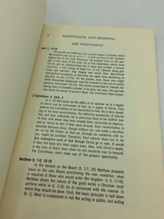 REPENTANCE AND RENEWAL: Reflections on the New Liturgical Readings for the Weekdays of Lent