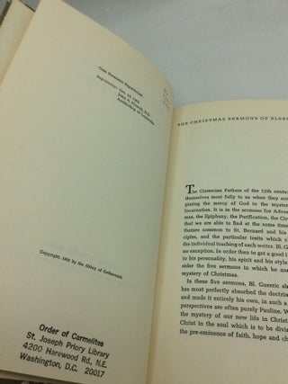 THE CHRISTMAS SERMONS OF BL. GUERRIC OF IGNY