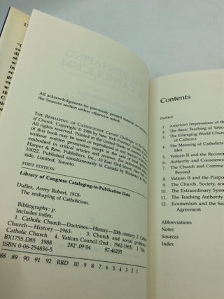 THE RESHAPING OF CATHOLICISM: Current Challenges in the Theology of Church