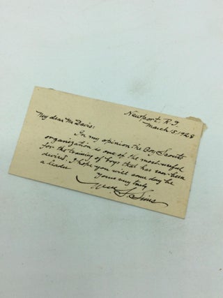 Item #319617 AUTOGRAPH NOTE FROM ADMIRAL WILLIAM SIMS Praising the Boy Scouts of America