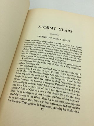 STORMY YEARS: The Autobiography of Carter H. Harrison, Five Times Mayor of Chicago