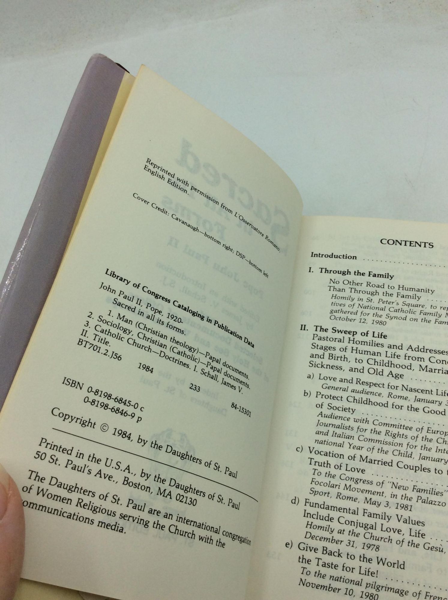 Pope Paperwork SACRED IN ALL ITS FORMS | Pope John Paul II | 1st Edition