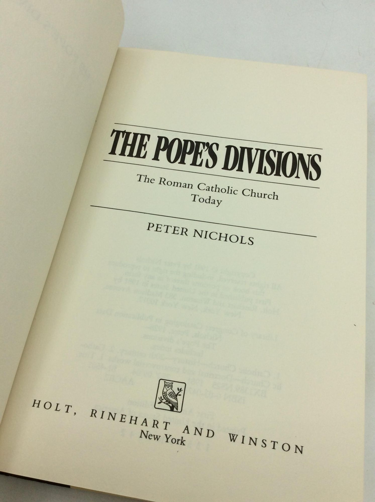 THE POPE'S DIVISIONS: The Roman Catholic Church Today | Peter Nichols ...