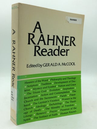 Item #322280 A RAHNER READER. Karl Rahner, ed Gerald A. McCool