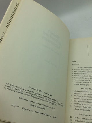 MINISTRY TO WORD AND SACRAMENTS: History and Theology