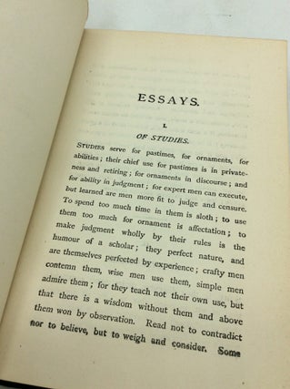 THE ESSAYS or Counsels Civil and Moral