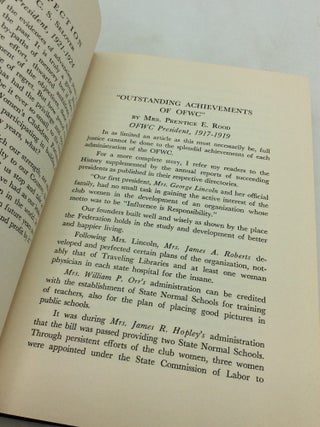 HISTORY OF THE OHIO FEDERATION OF WOMEN'S CLUBS, Volume II: 1924-1954