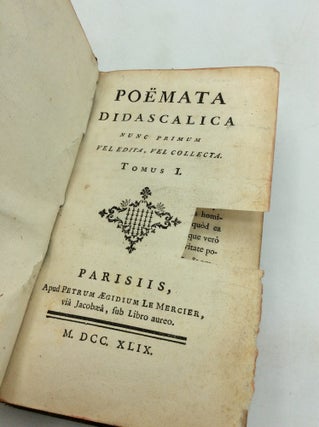 POEMATA DIDASCALICA Nunc Primum Vel Edita, Vel Collecta, Volume I