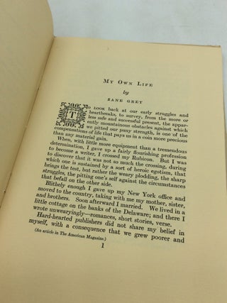 ZANE GREY: THE MAN AND HIS WORK; An Autobiographical Sketch, Critical Appreciations & Bibliography