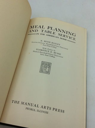 MEAL PLANNING AND TABLE SERVICE in the American Home