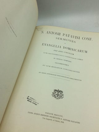 SERMONES DOMINICALES ET IN SOLEMNITATIBUS quos ex MSS. Saeculi XIII Codicibus qui Patavii Servantur Faventibus Quinqueviris S. Antonii Arcae Curandae