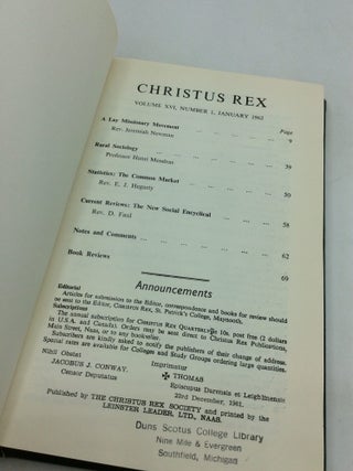 CHRISTUS REX: Vol. 16, Nos. 1-4 (1962)
