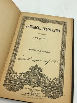 CANONICAL LEGISLATION CONCERNING RELIGIOUS