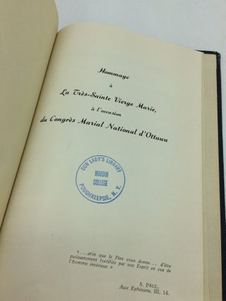 Item #325955 HOMMAGE A LA TRES-SAINTE VIERGE MARIE, a l'Occasion du Congres Marial National...