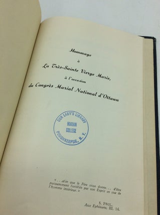Item #325955 HOMMAGE A LA TRES-SAINTE VIERGE MARIE, a l'Occasion du Congres Marial National...