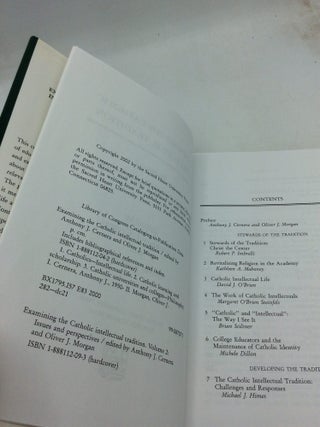 EXAMINING THE CATHOLIC INTELLECTUAL TRADITION, Vol. 2: Issues and Perspectives