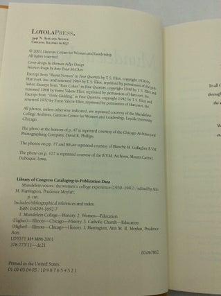 MUNDELEIN VOICES: The Women's College Experience, 1930-1991