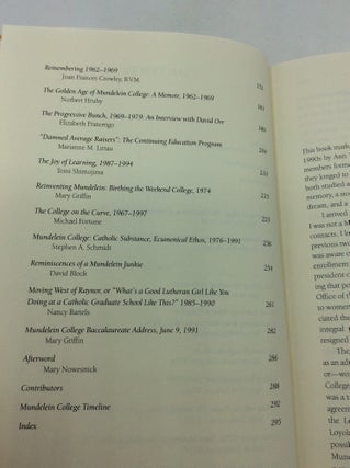 MUNDELEIN VOICES: The Women's College Experience, 1930-1991