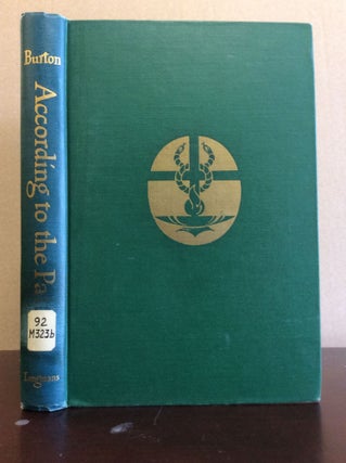 Item #42499 ACCORDING TO THE PATTERN: The Story of Dr. Agnes McLaren and the Society of Catholic...