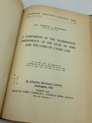 A COMPARISON OF THE MATRIMONIAL IMPEDIMENTS OF THE STATE OF OHIO AND THE CODE OF CANON LAW