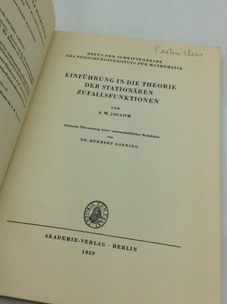 EINFUHRUNG IN DIE THEORIE STATIONARER ZUFALLSFUNKTIONEN.