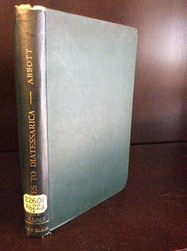 Item #64085 INDICES TO DIATESSARICA With A Specimen of Research. Edwin A. Abbott.
