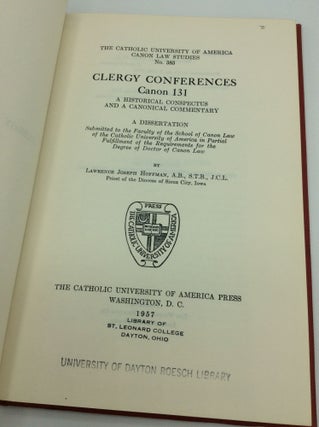 CLERGY CONFERENCES - CANON 131: A Historical Conspectus and a Canonical Commentary.
