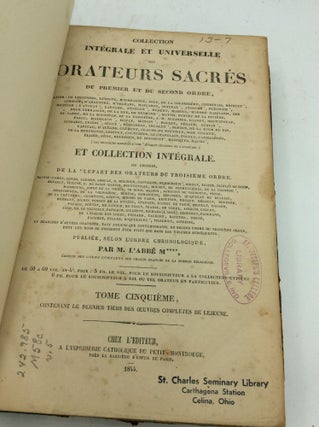 OEUVRES COMPLETES DE LEJEUNE in Vols. III-V of COLLECTION ORATEURS SACRES.
